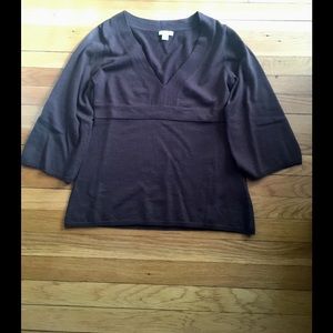 Garnet Hill v-neck wide sleeve Merino wool sweater